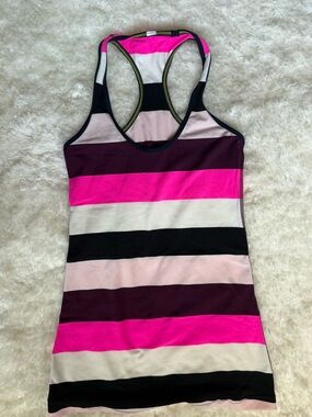 lululemon Cool Racerback Tank - Hot Pink, Black & Cream